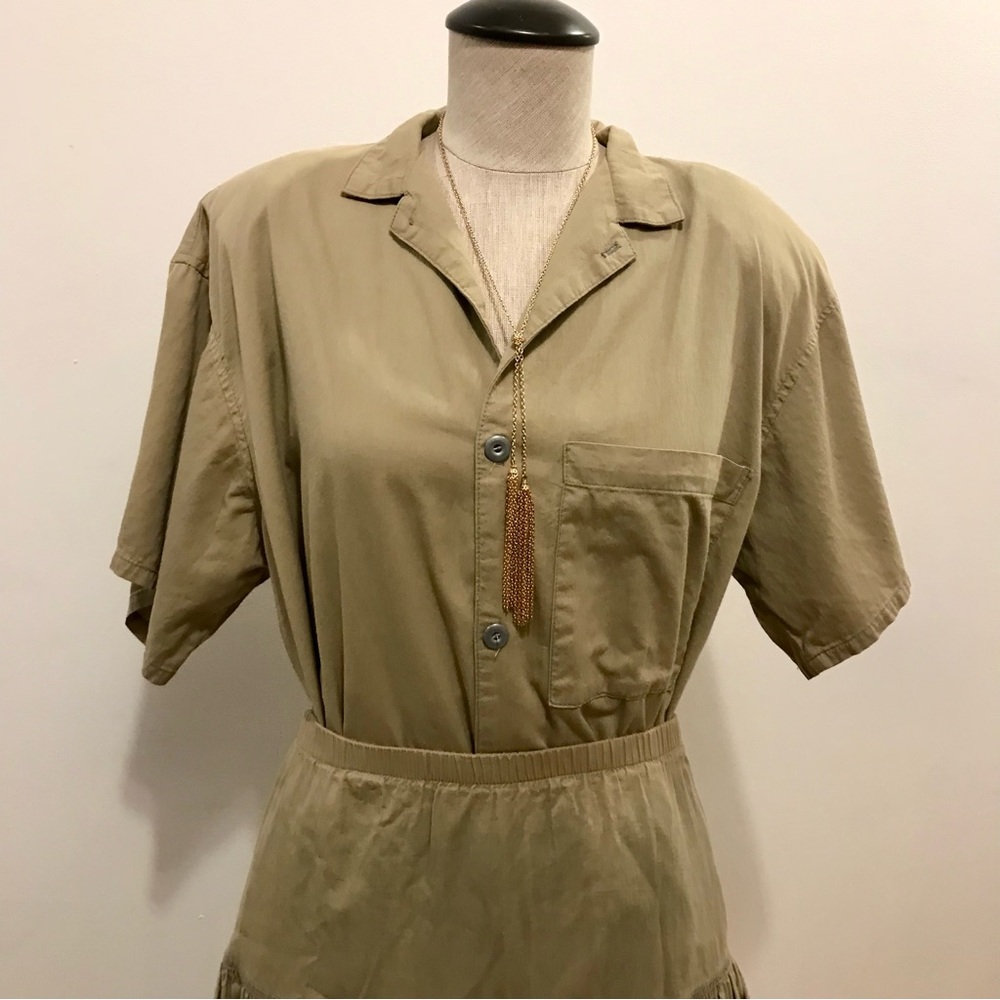 Vintage Metropole Boxy Short Sleeve Shirt in Khaki. Size M. - Picture 11 of 11
